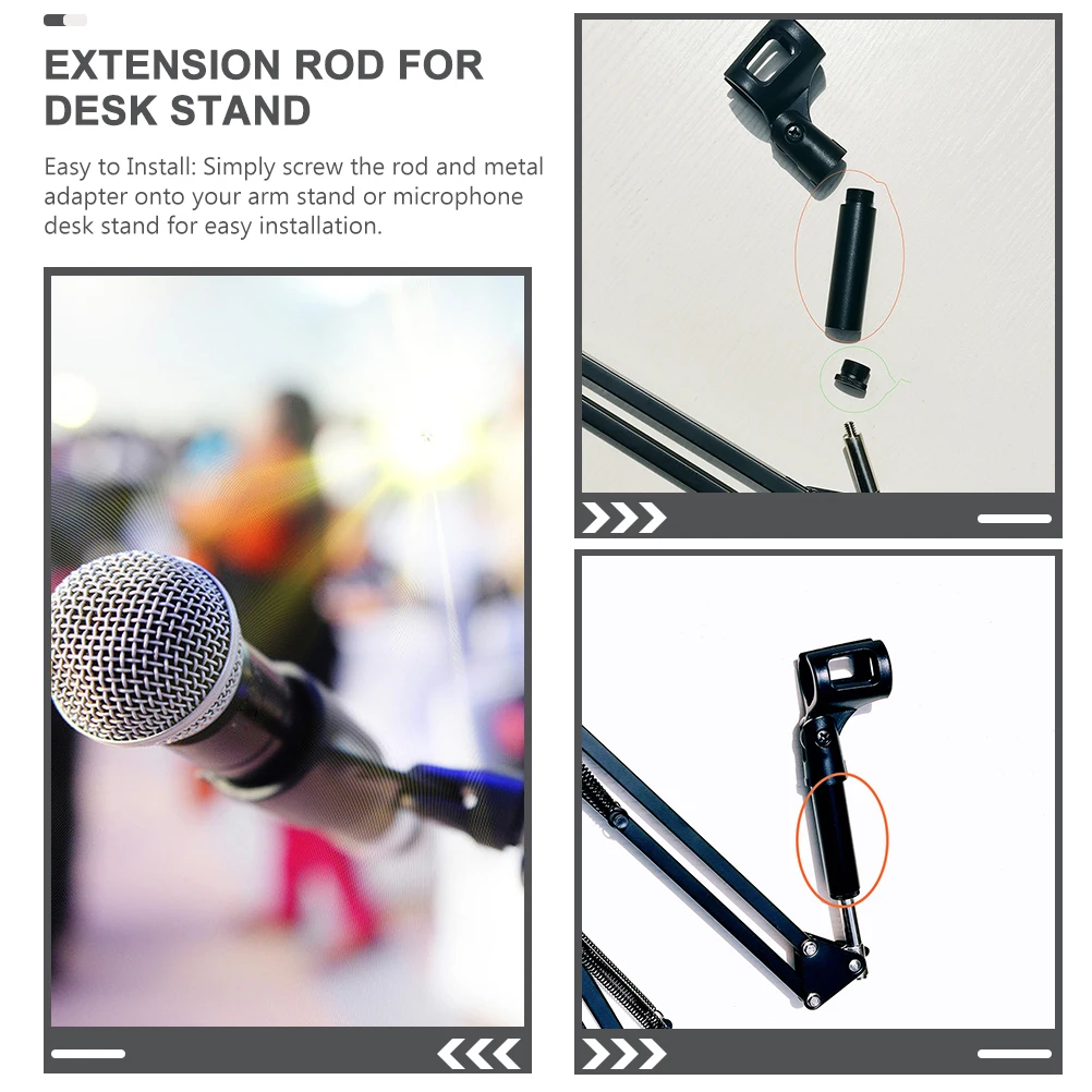 1 set Microphone Stand Set Extension Rod Desk Arm 3 8 to 5 8 Thread Aluminum Durable Lightweight XLR Cable Clearance
1 set Microphone Stand Set Extension Rod Desk Arm 3 8 to 5 8 Thread Aluminum Durable Lightweight XLR Cable Clearance