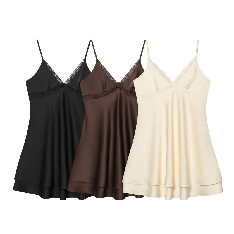 Ladies Silky Satin Slip Dress, Sexy V-Neck Lace Trim Spaghetti Strap Mini Dress, Lightweight for Summer Casual Outings
Ladies Silky Satin Slip Dress, Sexy V-Neck Lace Trim Spaghetti Strap Mini Dress, Lightweight for Summer Casual Outings