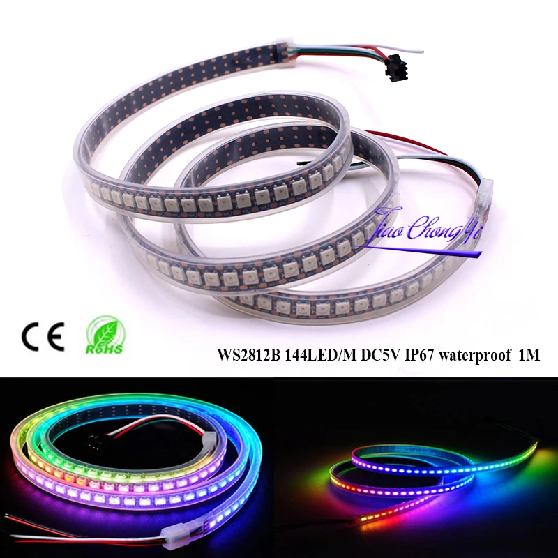 DC5V WS2812B RGB LED Strip 144LED/m Individually Addressable LED Pixel Strip Black PCB Buint-in WS2812 IC IP67 waterproof
DC5V WS2812B RGB LED Strip 144LED/m Individually Addressable LED Pixel Strip Black PCB Buint-in WS2812 IC IP67 waterproof