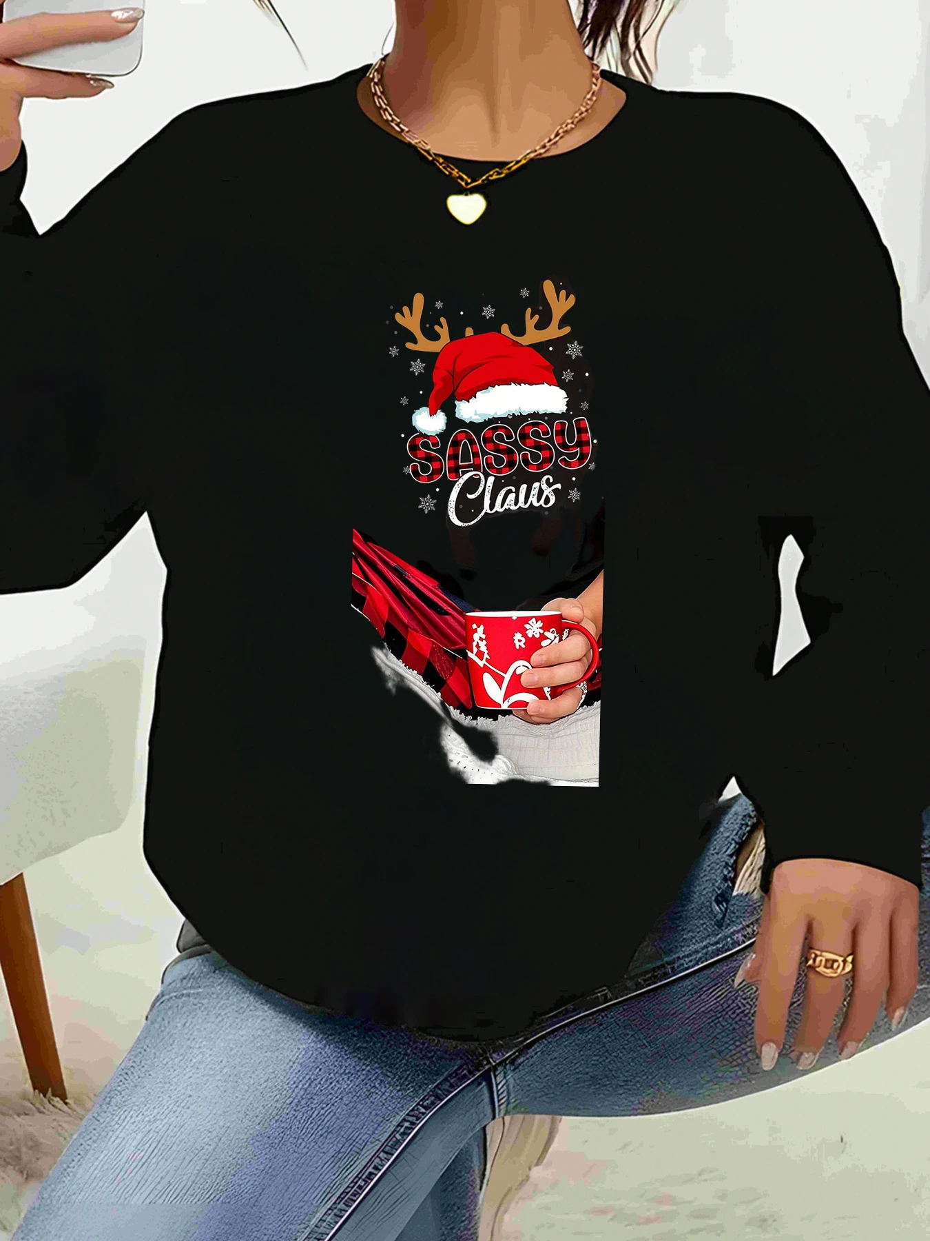 Шапка Санта-Клауса с принтом оленей, рождественская толстовка с длинными рукавами, праздничная вечеринка, женская повседневная одежда
Шапка Санта-Клауса с принтом оленей, рождественская толстовка с длинными рукавами, праздничная вечеринка, женская повседневная одежда