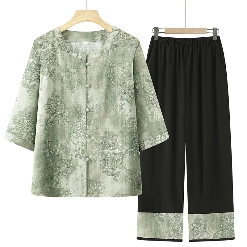 Elderly Women Floral Print 2-Piece Set 3/4 Sleeve Blouse and Pants for Grandma
Elderly Women Floral Print 2-Piece Set 3/4 Sleeve Blouse and Pants for Grandma