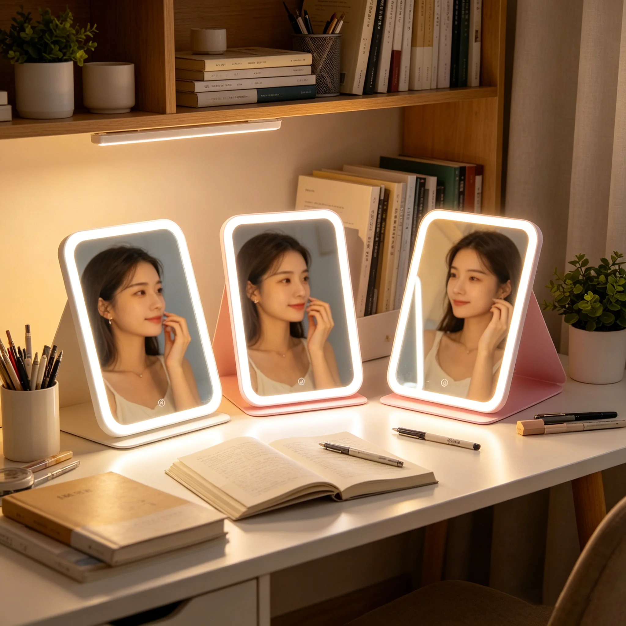 LED Dimmable Makeup Mirror 3 Colors Light Modes Adjust Brightness USB Charing Fold Mirror Tabletop Vanity Mirror for Travel Home
LED Dimmable Makeup Mirror 3 Colors Light Modes Adjust Brightness USB Charing Fold Mirror Tabletop Vanity Mirror for Travel Home