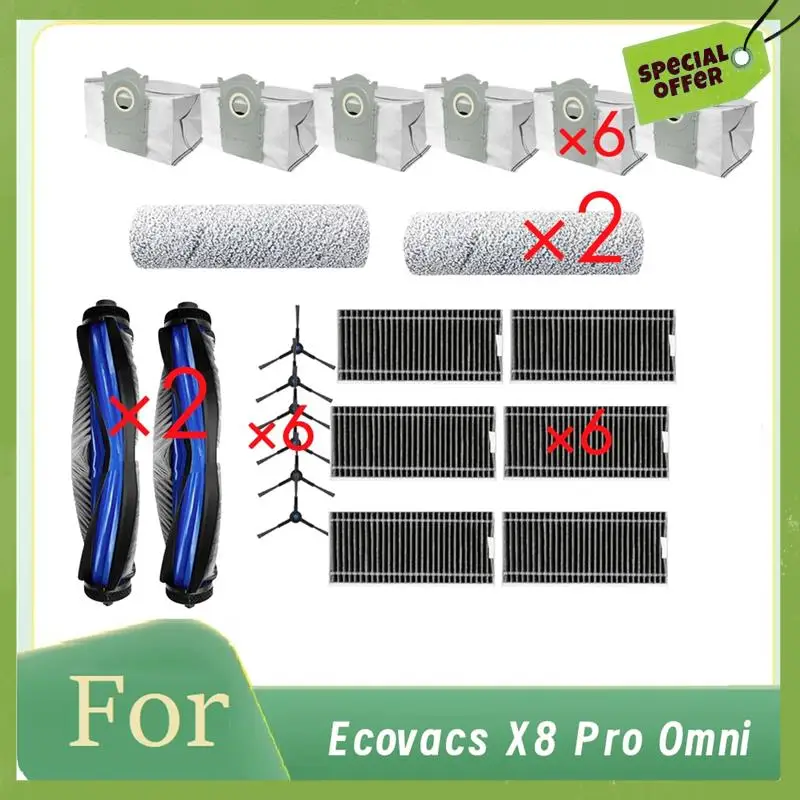 ABGP-22 Pcs For Ecovacs X8 Pro Omni Robot Vacuum Roller Side Brush HEPA Filter Mop Pad Dust Bag Ultra Durable Accessories
ABGP-22 Pcs For Ecovacs X8 Pro Omni Robot Vacuum Roller Side Brush HEPA Filter Mop Pad Dust Bag Ultra Durable Accessories