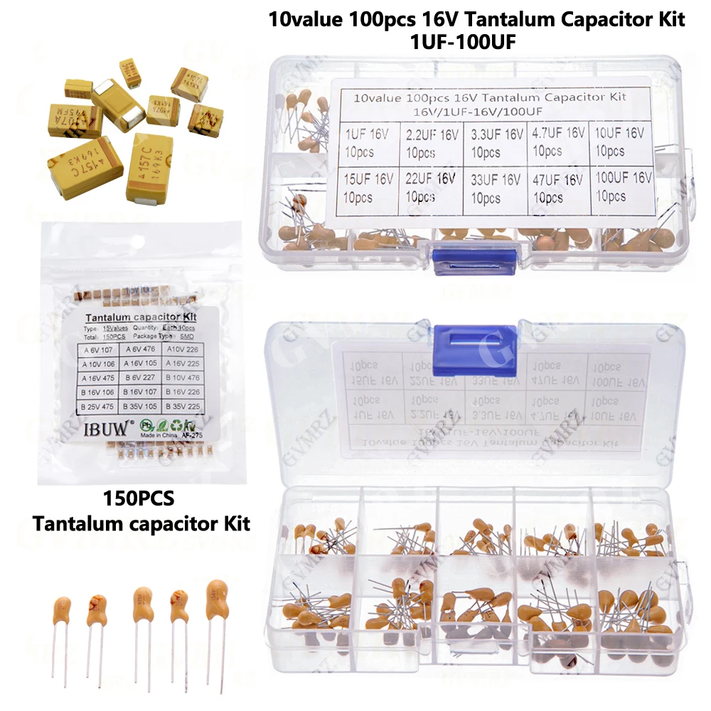 0.1UF 1uf 2.2UF 4.7UF 10UF Tantalum capacitor DIP SMD kit 22UF 33UF 47UF 100UF 220uF 330UF
0.1UF 1uf 2.2UF 4.7UF 10UF Tantalum capacitor DIP SMD kit 22UF 33UF 47UF 100UF 220uF 330UF