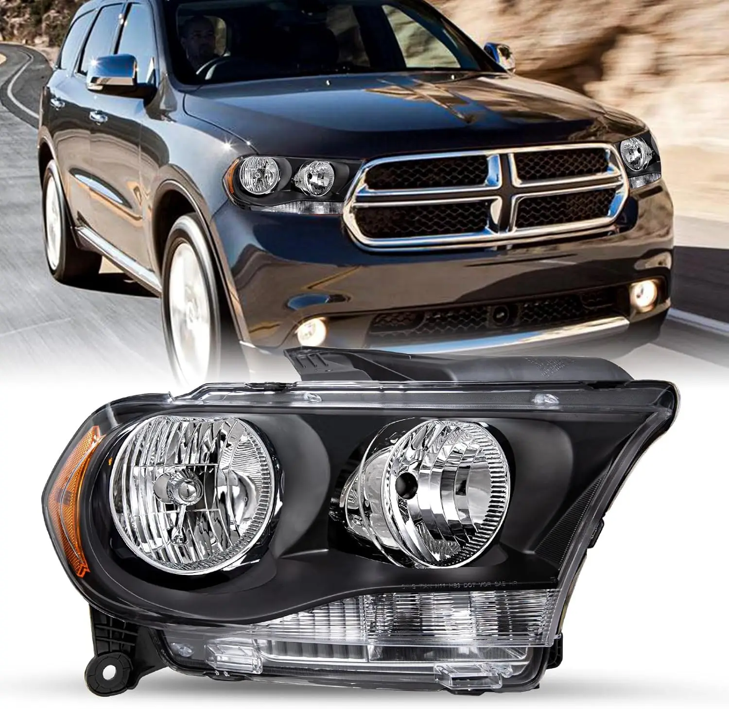 Right Passenger Side Halogen Headlight Assembly Replacement for 2011-2013 Dodge Durango Headlamp Black Housing Amber Reflector(N
Right Passenger Side Halogen Headlight Assembly Replacement for 2011-2013 Dodge Durango Headlamp Black Housing Amber Reflector(N
