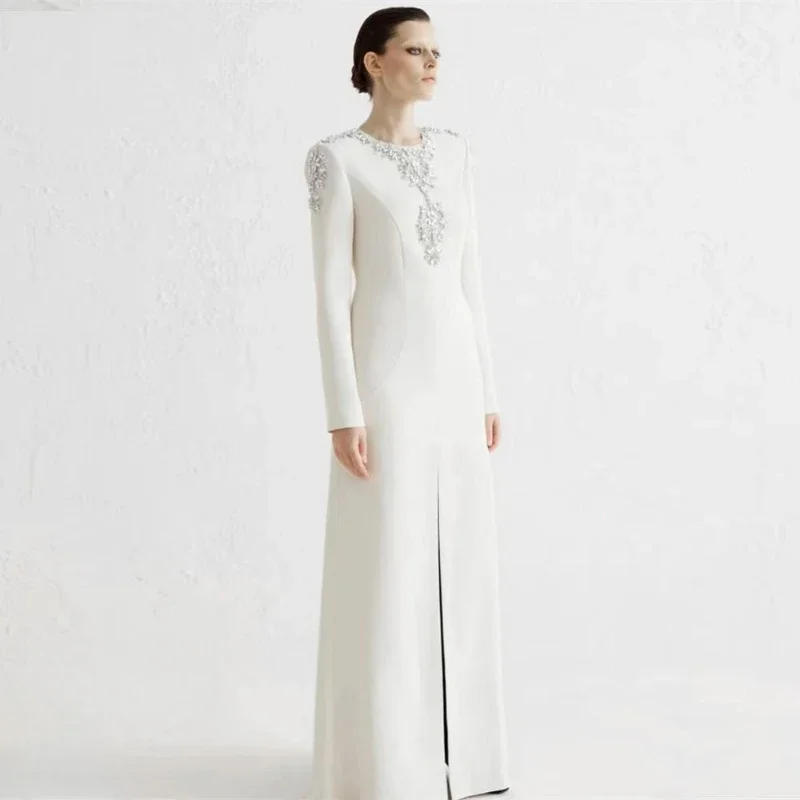 Luxury Design Formal Party Dress White Silver Crystal Wedding Evening Dresses Long Sleeves Trumpet Mermaid Lady Evening Gowns
Luxury Design Formal Party Dress White Silver Crystal Wedding Evening Dresses Long Sleeves Trumpet Mermaid Lady Evening Gowns