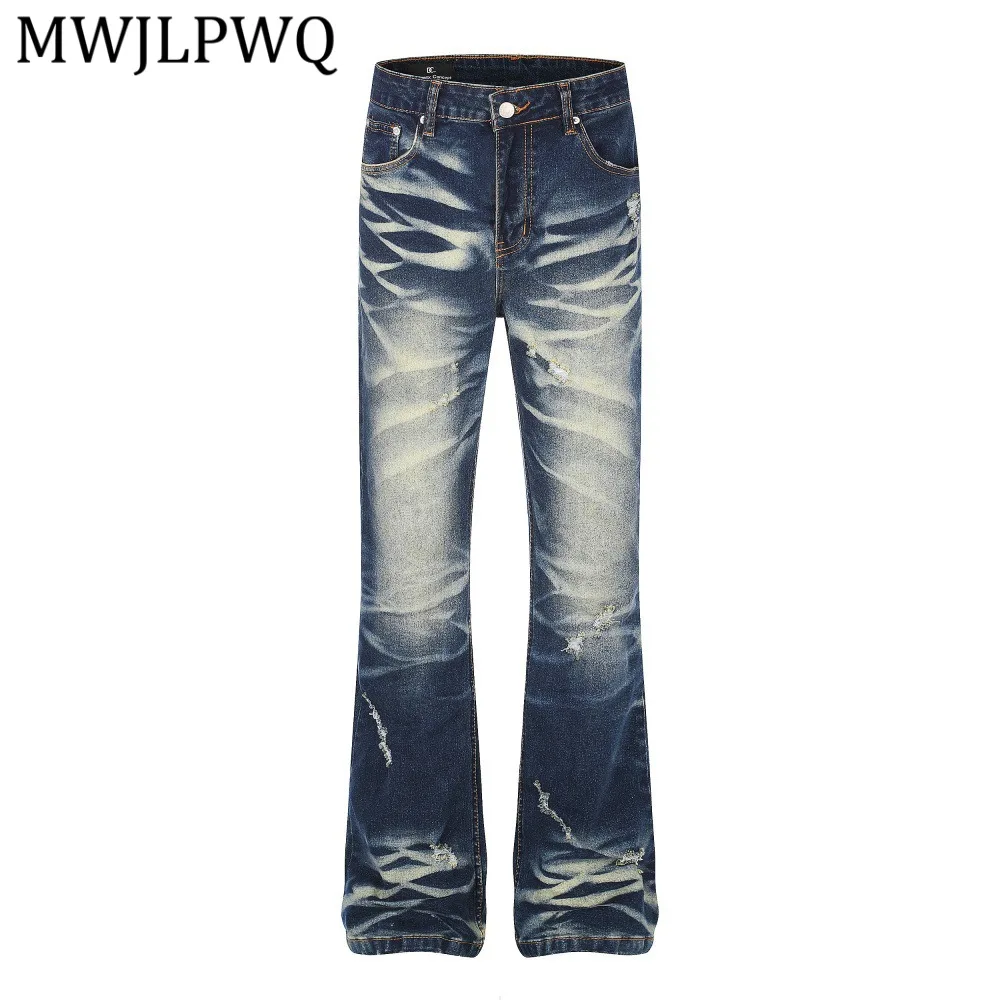 MWJLPWQ Contrast Color Distressed Wash Denim Bell-Bottom Pants Male Hippie Trendy Vibe Style Vintage Ripped Casual Jeans 16198
MWJLPWQ Contrast Color Distressed Wash Denim Bell-Bottom Pants Male Hippie Trendy Vibe Style Vintage Ripped Casual Jeans 16198