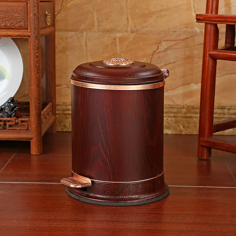 New Chinese imitation mahogany trash can light luxury retro high-end home living room kitchen bathroom foot-operated
New Chinese imitation mahogany trash can light luxury retro high-end home living room kitchen bathroom foot-operated