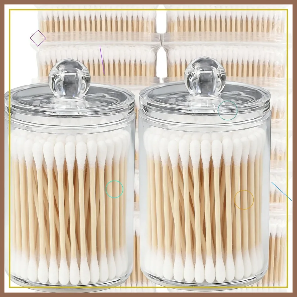 1200 Count Bamboo Cotton Swabs with 2 Clear Containers, Wooden Handle for Ears Makeup Nails
1200 Count Bamboo Cotton Swabs with 2 Clear Containers, Wooden Handle for Ears Makeup Nails