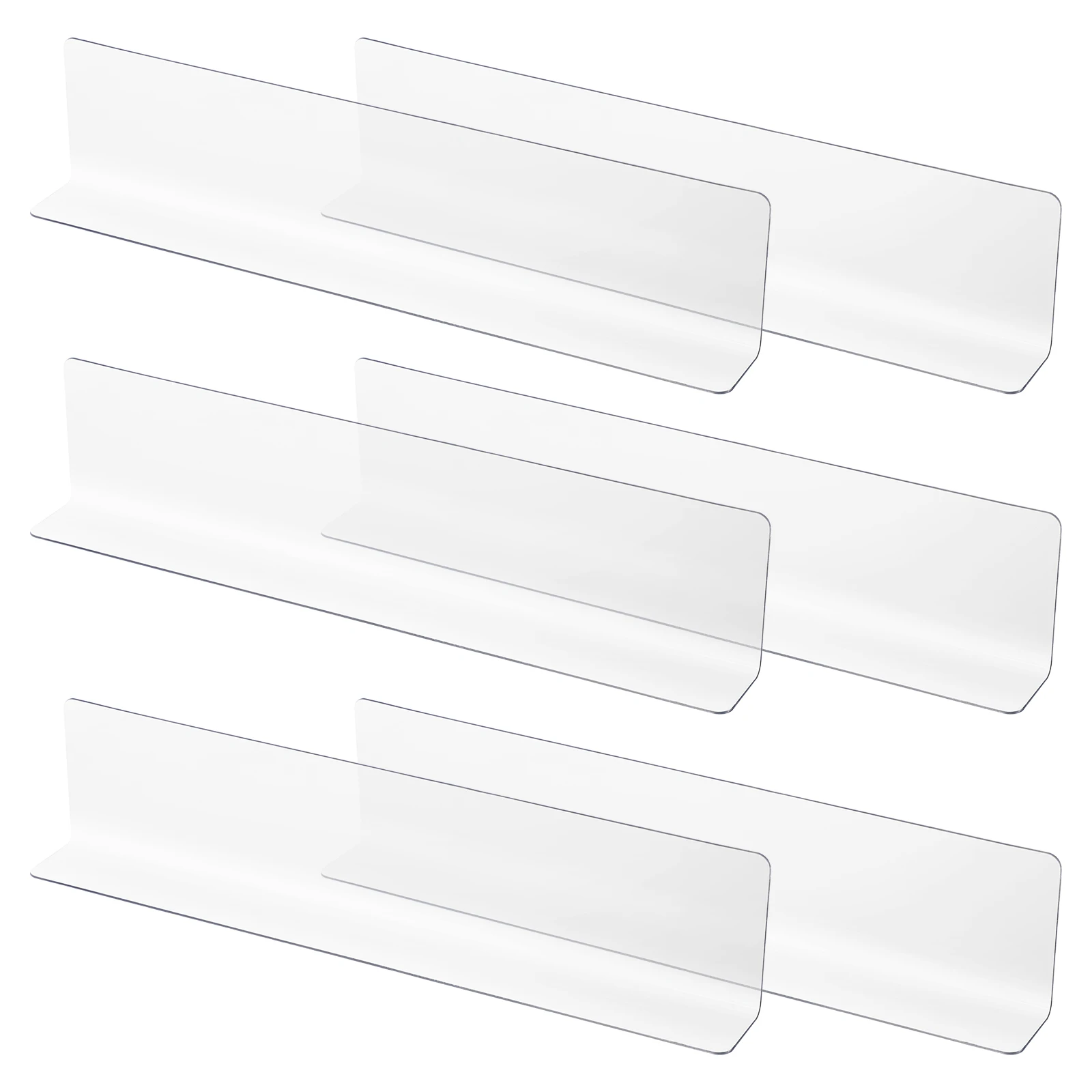 6pcs L-shaped Shelf Dividers 28cmx6cm Clear Transparent Isolation Boards Supermarket Blocker Storage Organizer Wardrobe
6pcs L-shaped Shelf Dividers 28cmx6cm Clear Transparent Isolation Boards Supermarket Blocker Storage Organizer Wardrobe