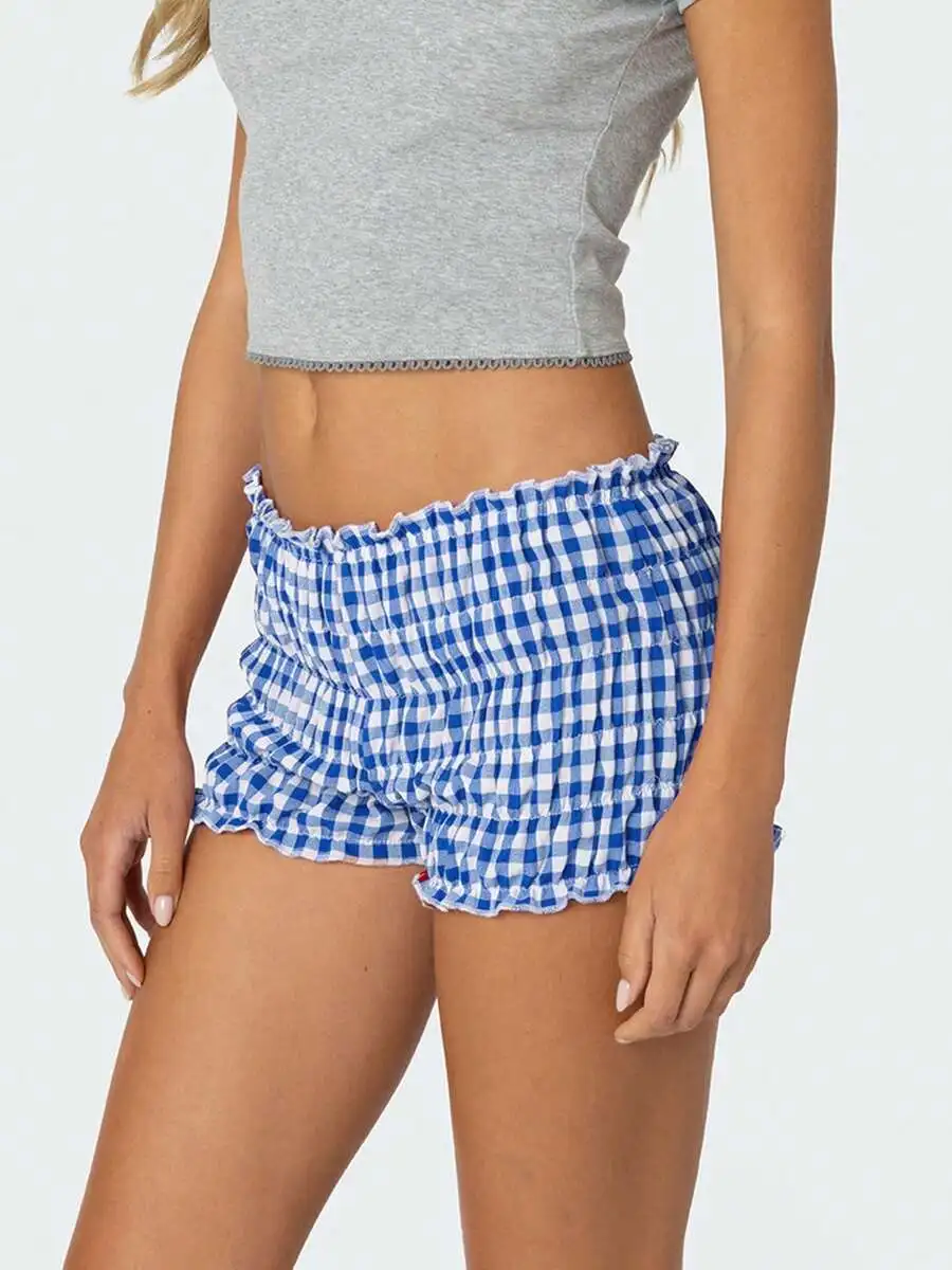Women Plaid Shorts Elastic Waist Casual Ruffled Shorts Summer Streetwear
Women Plaid Shorts Elastic Waist Casual Ruffled Shorts Summer Streetwear