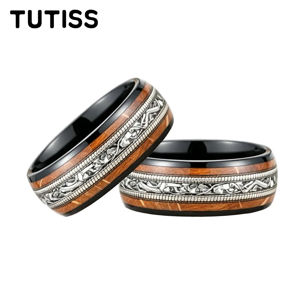 TUTISS 8mm Black Tungsten Carbide Ring for Men - Whiskey Barrel Wood, Meteorite & Guitar String Inlay Comfort Fit Wedding Band
TUTISS 8mm Black Tungsten Carbide Ring for Men - Whiskey Barrel Wood, Meteorite & Guitar String Inlay Comfort Fit Wedding Band