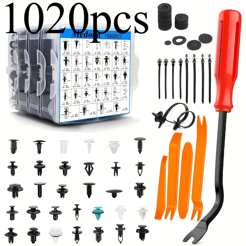 1020pcs Automotive Fastener Kit - Snap-On Plastic Expansion Screws for Bumper And Fender Fixation
1020pcs Automotive Fastener Kit - Snap-On Plastic Expansion Screws for Bumper And Fender Fixation