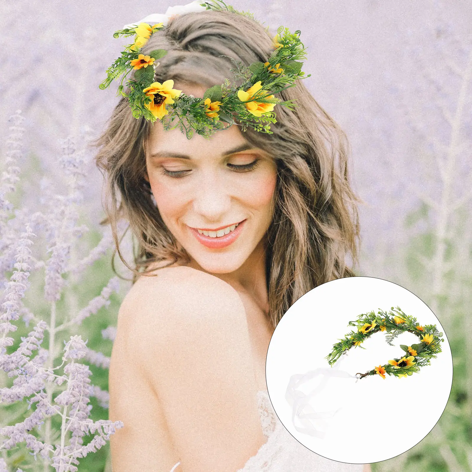 Sunflower Hair Wreath Adjustable Ribbon Fit Most Women Girls Lifelike Realistic Floral Design Wedding Bridal Headdress Party
Sunflower Hair Wreath Adjustable Ribbon Fit Most Women Girls Lifelike Realistic Floral Design Wedding Bridal Headdress Party