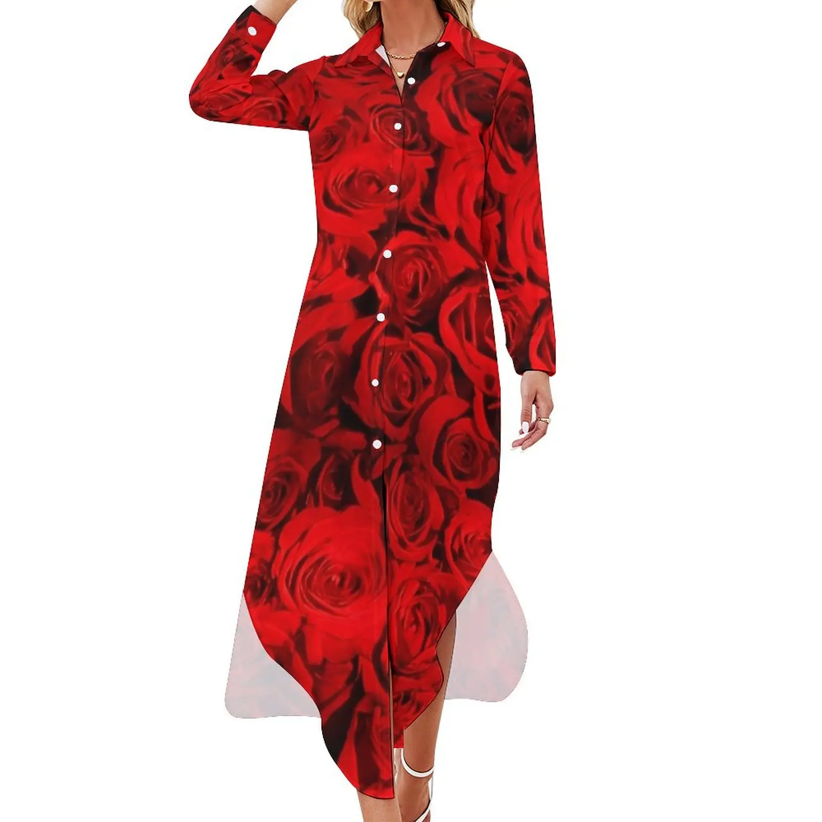 Flower Breed Red Rose Long Sleeved Shirt Dress birthday dresses for women loose women's dress Bride dresses
Flower Breed Red Rose Long Sleeved Shirt Dress birthday dresses for women loose women's dress Bride dresses