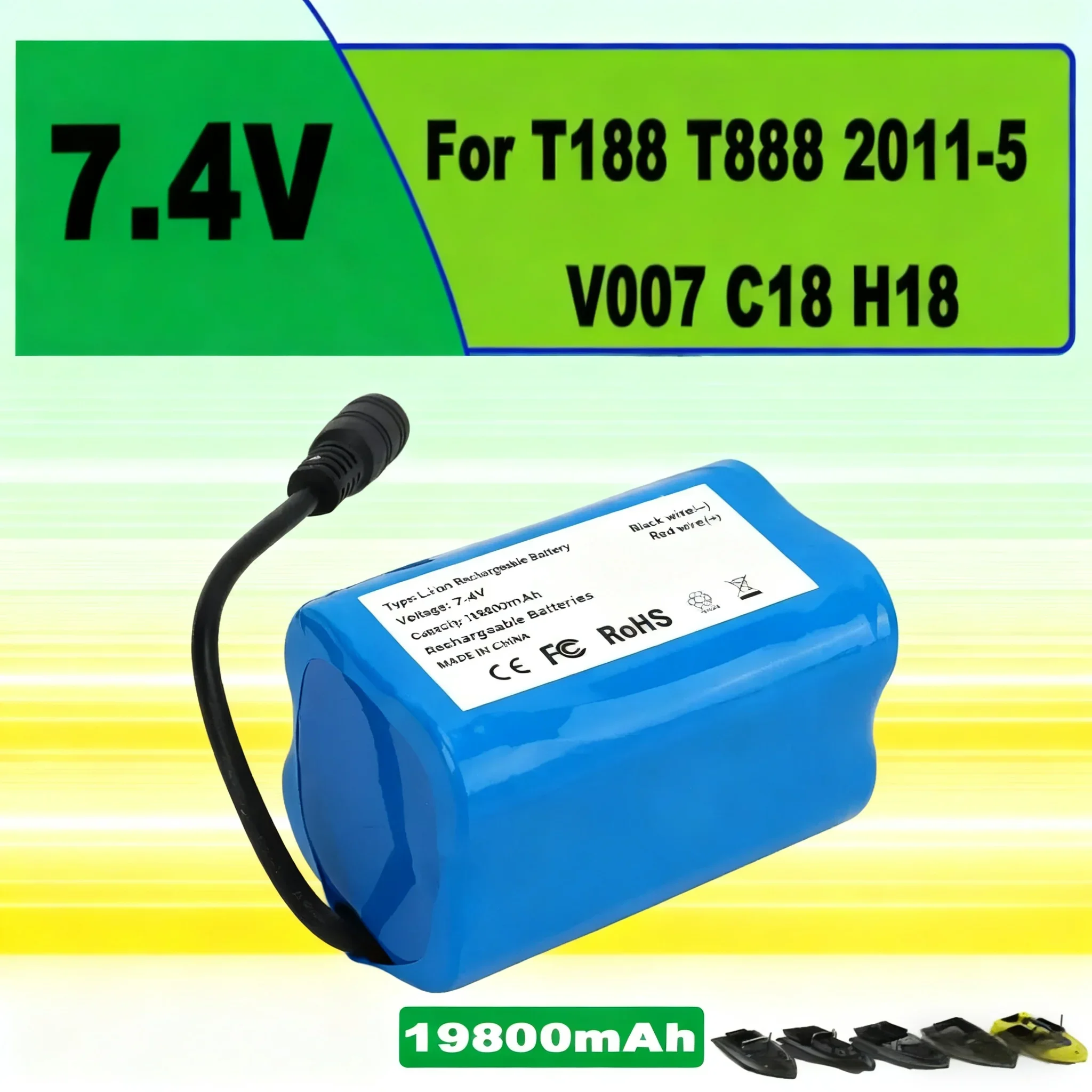 Аккумулятор 2S2P 7.4V18650 с зарядным устройством, для радиоуправляемых лодок для прикормки T188 T888 2011-5 V007 C18 H18, запасные части
Аккумулятор 2S2P 7.4V18650 с зарядным устройством, для радиоуправляемых лодок для прикормки T188 T888 2011-5 V007 C18 H18, запасные части