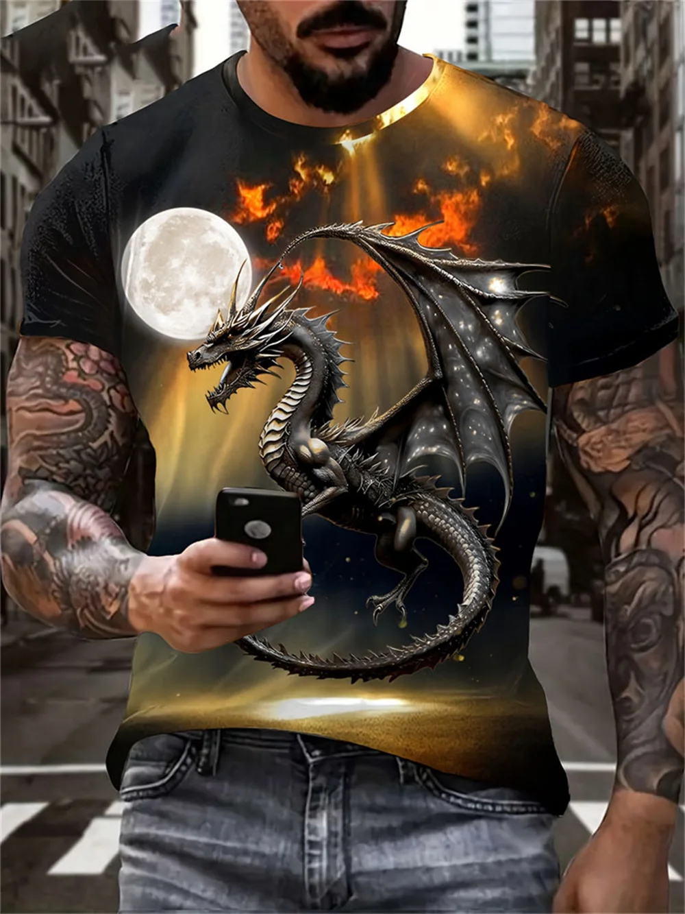 Fashion Personality Men T-Shirt Dragon Pattern 3D Printed Harajuku Street Short Sleeve O Neck T Shirts Oversized Tee Casual Tops
Fashion Personality Men T-Shirt Dragon Pattern 3D Printed Harajuku Street Short Sleeve O Neck T Shirts Oversized Tee Casual Tops