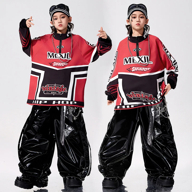 Hip Hop Children Clothes Jazz Stage Outfit Oversize Street Dance Show Clothing Red Black Top Glossy Trousers Streetwear
Hip Hop Children Clothes Jazz Stage Outfit Oversize Street Dance Show Clothing Red Black Top Glossy Trousers Streetwear