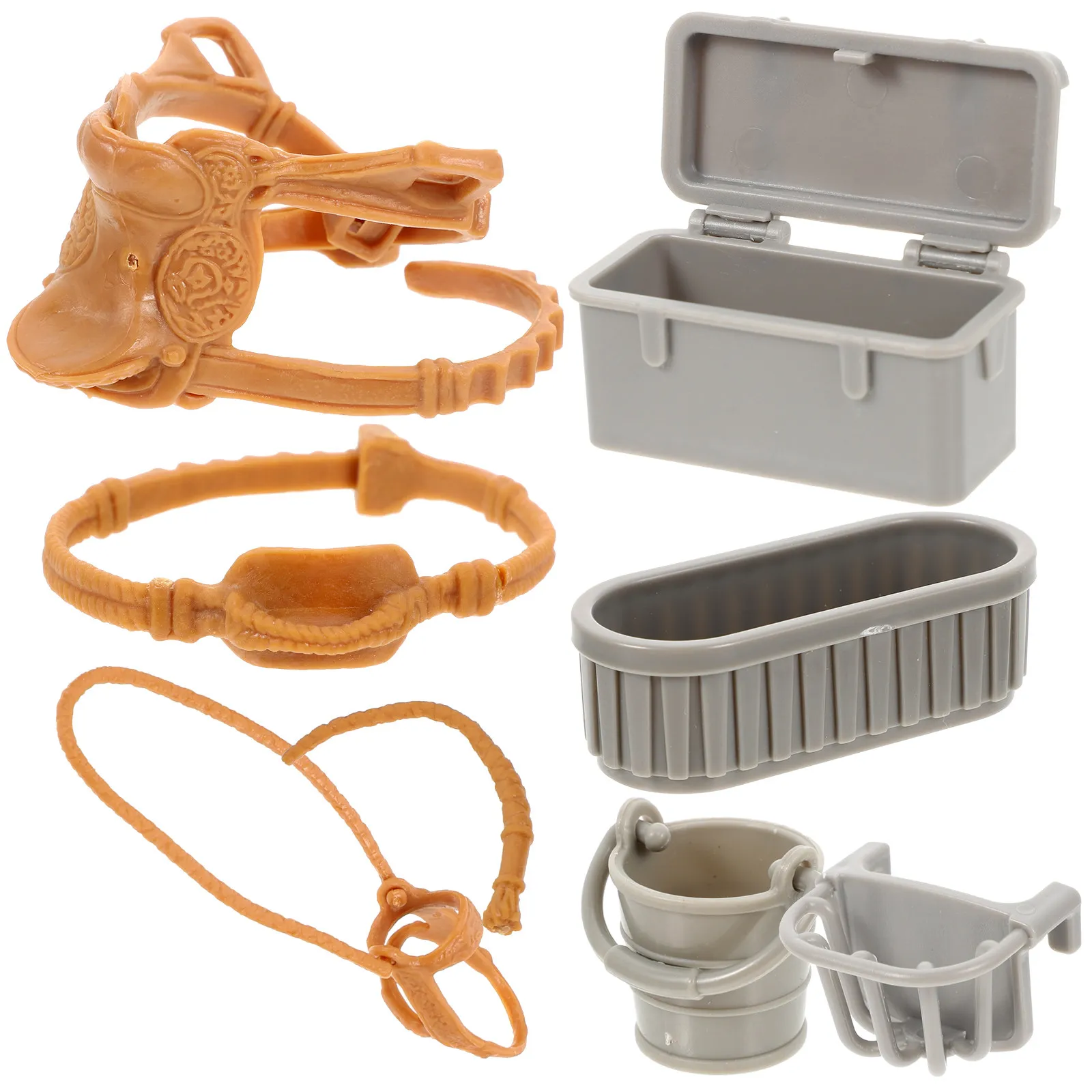 1Set Mini Pasture Simulation Saddle Basket Set for Ranch Scene Microlandscape Layout Accessory Kids Educational DIY Farm
