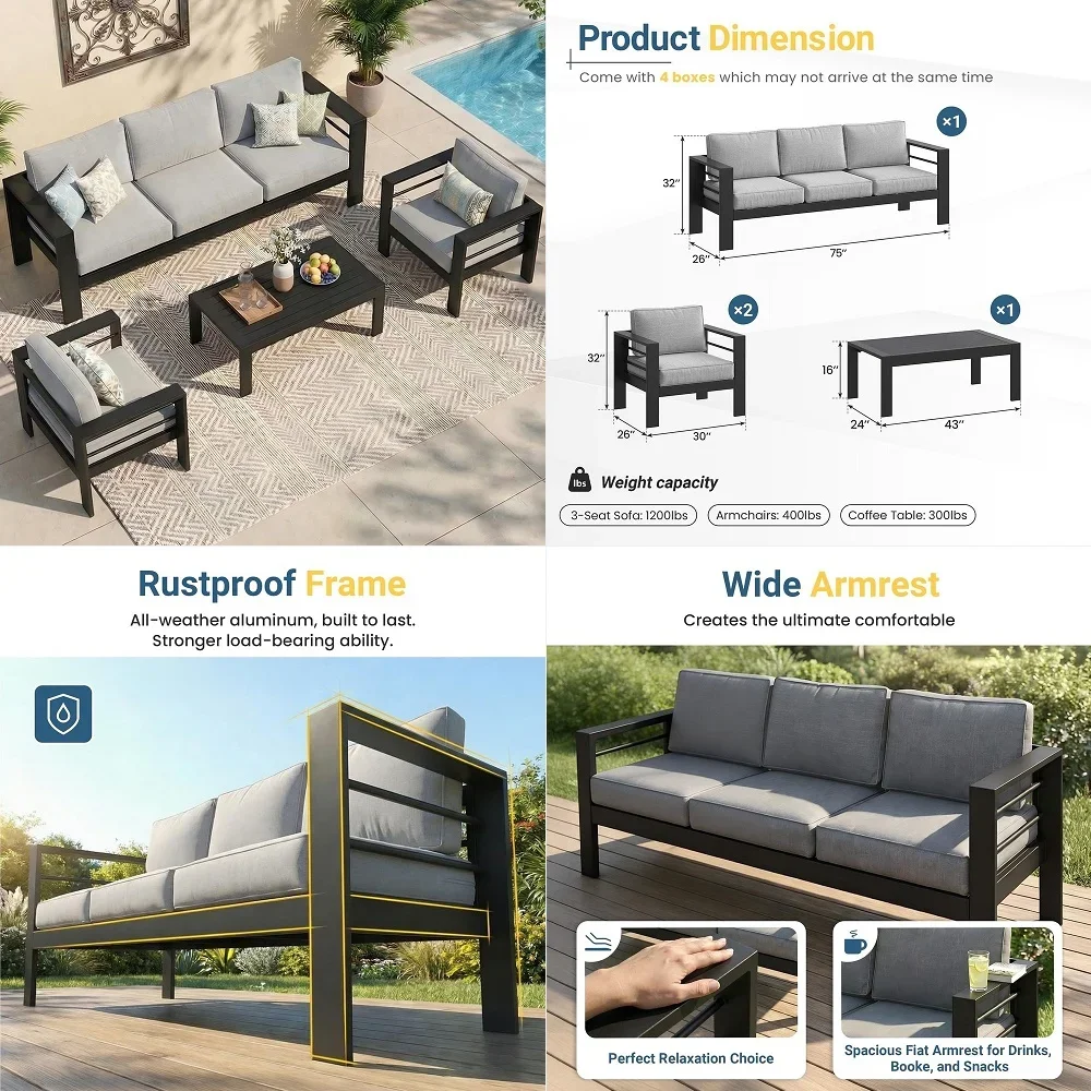 VILLA Wicker Patio Furniture Set, Outdoor Sectional Couch with Cushions and Acacia Wood Coffee Table, UShaped Patio Conversatio
VILLA Wicker Patio Furniture Set, Outdoor Sectional Couch with Cushions and Acacia Wood Coffee Table, UShaped Patio Conversatio