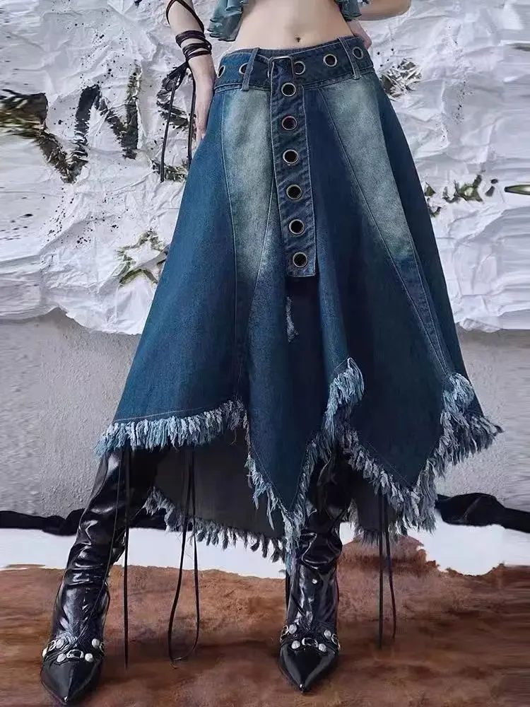 MiiiiX American Casual Retro Style Denim Skirt Women's 2024 Autumn Tassel Design Ruffles Loose Skirt with Belt Female Clothes
MiiiiX American Casual Retro Style Denim Skirt Women's 2024 Autumn Tassel Design Ruffles Loose Skirt with Belt Female Clothes