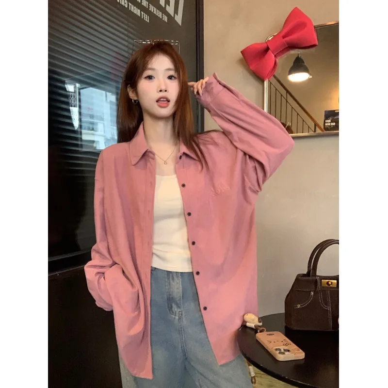 Korean Sle Soft Pink Long Sve Loose Fit Button up irt Casual Loose Velvet Fabric Stand Sve Length Regular Length
Korean Sle Soft Pink Long Sve Loose Fit Button up irt Casual Loose Velvet Fabric Stand Sve Length Regular Length