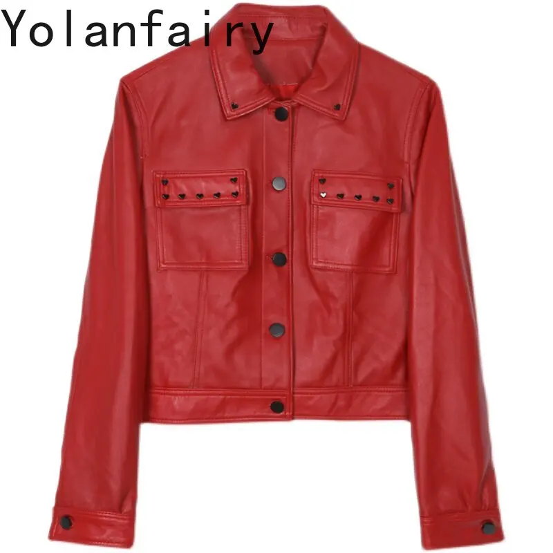YOLANFAIRY Real Sheepskin Genuine Leather Jacket Women Cropped Leather Coat 2026 Autumn Korean Red Square Collar Short Outerwear
YOLANFAIRY Real Sheepskin Genuine Leather Jacket Women Cropped Leather Coat 2026 Autumn Korean Red Square Collar Short Outerwear