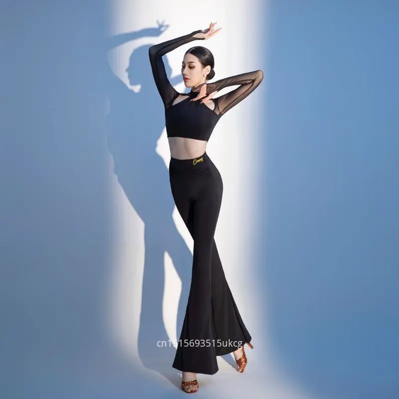 Новый костюм для латинских танцев, топ для женского обучения латинским танцам, сетчатый топ с длинными рукавами в национальном стандарте, топ для современных танцев, брюки
Новый костюм для латинских танцев, топ для женского обучения латинским танцам, сетчатый топ с длинными рукавами в национальном стандарте, топ для современных танцев, брюки