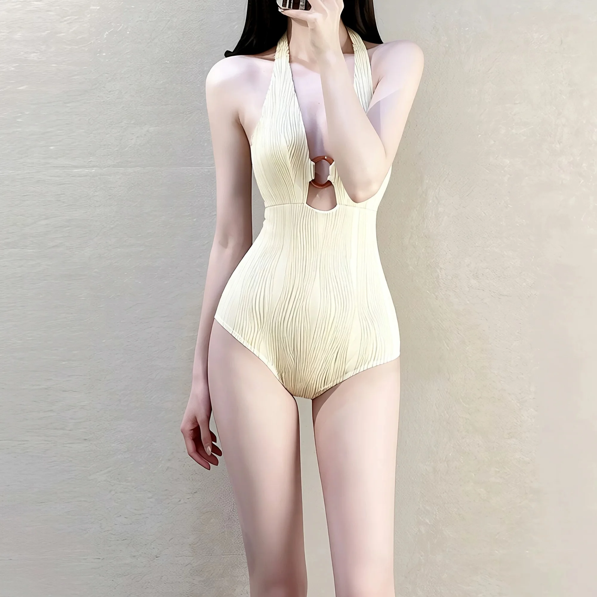 Women's Sexy Deep V e Thermal Spa Swimsuit Folded Ne Hanging Hollow out Slimming Small Chest Design
Women's Sexy Deep V e Thermal Spa Swimsuit Folded Ne Hanging Hollow out Slimming Small Chest Design