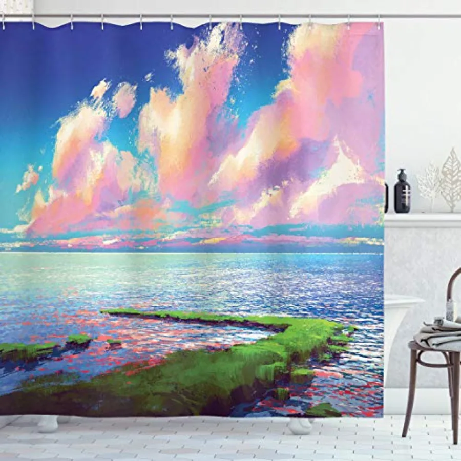 Ambesonne Landscape Shower Curtain, Fine Art Oil Painting Print of Sea After Mossy Rock Path Under Colorful Sky Pastel Clouds,
Ambesonne Landscape Shower Curtain, Fine Art Oil Painting Print of Sea After Mossy Rock Path Under Colorful Sky Pastel Clouds,