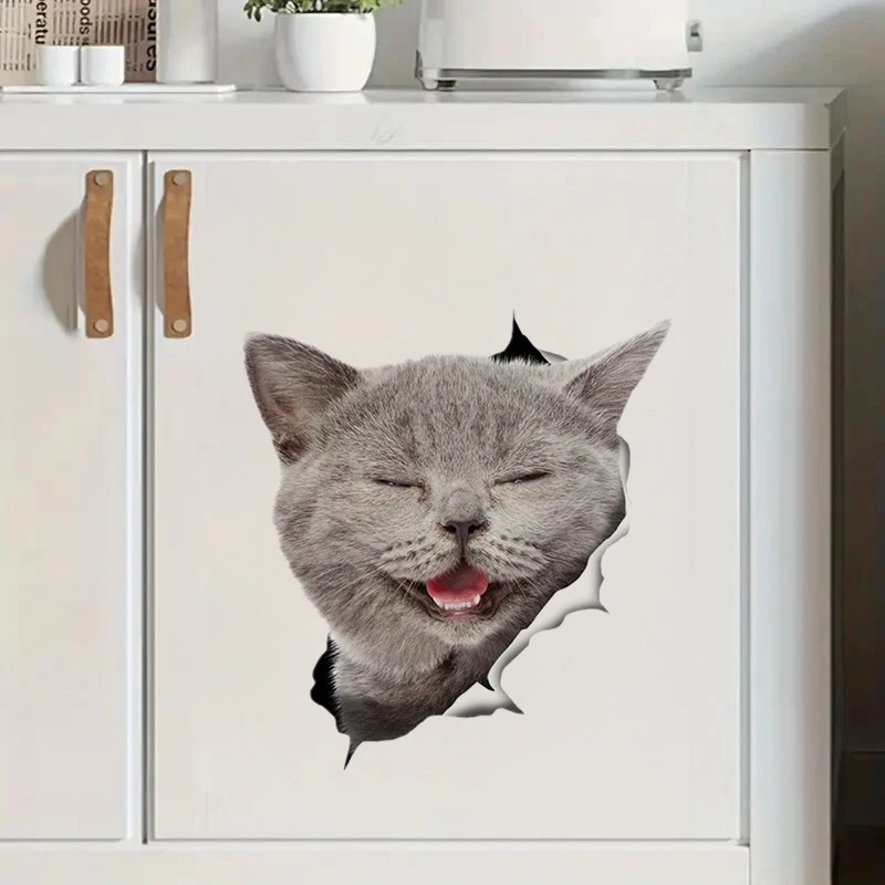 Smiling Gray Cat Self-Adhesive Wall Decal - Removable, Reusable PVC Sticker for Kitchen & Living Room Decor
Smiling Gray Cat Self-Adhesive Wall Decal - Removable, Reusable PVC Sticker for Kitchen & Living Room Decor