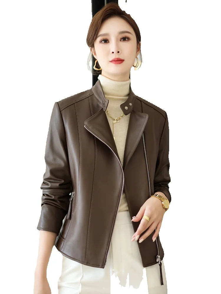 New Spring Short Standing Collar Women's Genuine Sheepskin Motorcycle Leather Coat Fashion Versatile Coat
New Spring Short Standing Collar Women's Genuine Sheepskin Motorcycle Leather Coat Fashion Versatile Coat