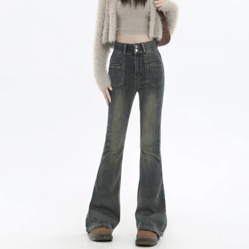 High-waisted Vintage Flared Jeans Women's Autumn Basics Pants Chic High Quality Slim Sexy Denim Trousers
High-waisted Vintage Flared Jeans Women's Autumn Basics Pants Chic High Quality Slim Sexy Denim Trousers