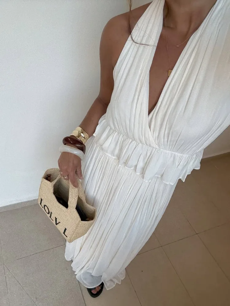 Tossy White Elegant 2 Piece-Set Maxi Skirt Women's Ruffled V-Neck Backless Cropped Top And High Waist Long Skirt Outfits Female
Tossy White Elegant 2 Piece-Set Maxi Skirt Women's Ruffled V-Neck Backless Cropped Top And High Waist Long Skirt Outfits Female