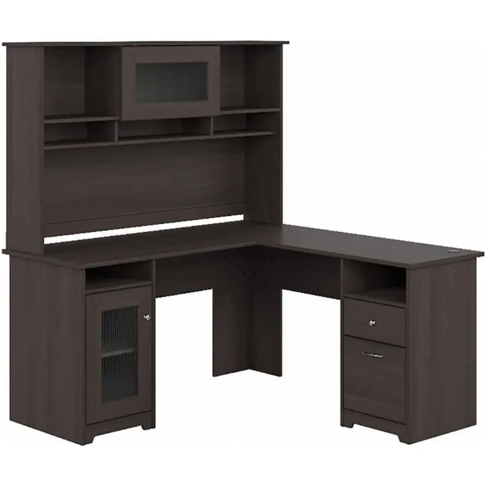 60 L-Shaped Wood Desk with Hutch, Heather Gray, Cable Management, Storage, Adjustable Shelves, Home Office Computer Desk
60 L-Shaped Wood Desk with Hutch, Heather Gray, Cable Management, Storage, Adjustable Shelves, Home Office Computer Desk