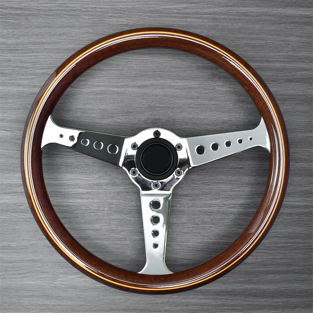 350mm Wood Grain Classic Retro Steering Wheel Sliver 3 Spokes Round Hole Hracket Racing Steering Wheel with Yellow Lines
350mm Wood Grain Classic Retro Steering Wheel Sliver 3 Spokes Round Hole Hracket Racing Steering Wheel with Yellow Lines