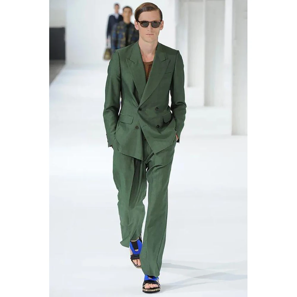 Chic Double Breasted Green Men Suit Two Pieces Fashion Hot Sell Male Set Daily Business Jacket &Black Pants
Chic Double Breasted Green Men Suit Two Pieces Fashion Hot Sell Male Set Daily Business Jacket &Black Pants