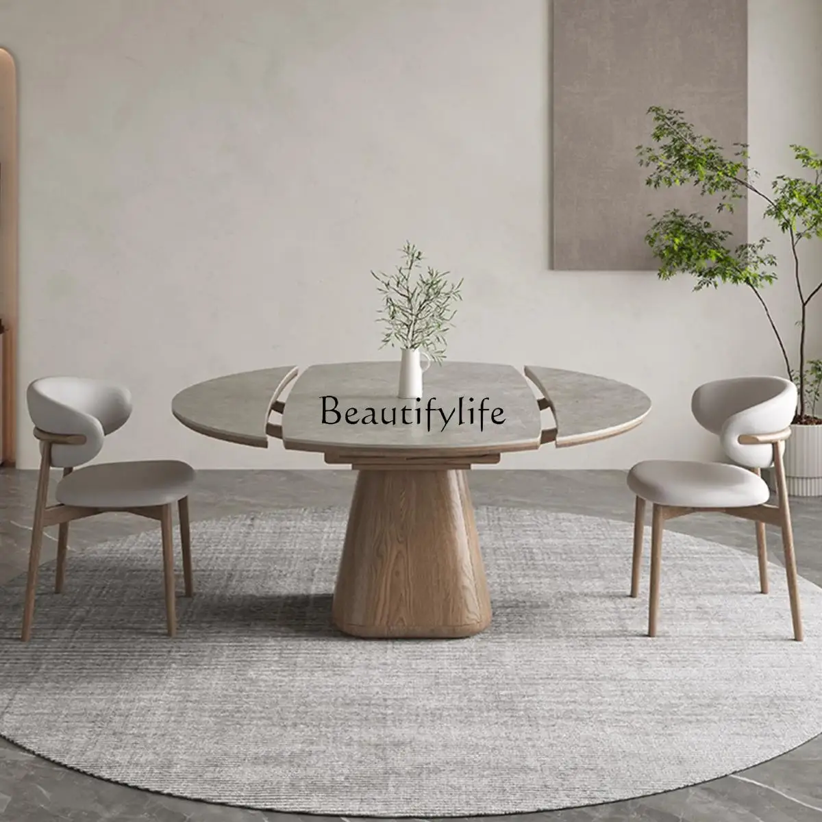 Solid wood rock slab dining table square and round dual-purpose modern simple household
Solid wood rock slab dining table square and round dual-purpose modern simple household