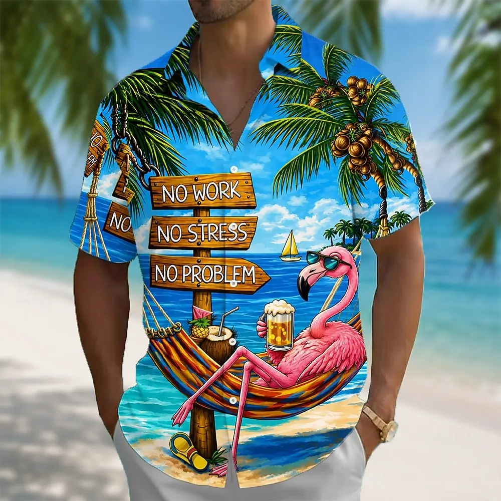 Men's Spring Summer Casual Shirt, Funny Flamingo Beach Scene Print Tops for Daily Street Holiday Beach Dating & Leisure Outfit
Men's Spring Summer Casual Shirt, Funny Flamingo Beach Scene Print Tops for Daily Street Holiday Beach Dating & Leisure Outfit