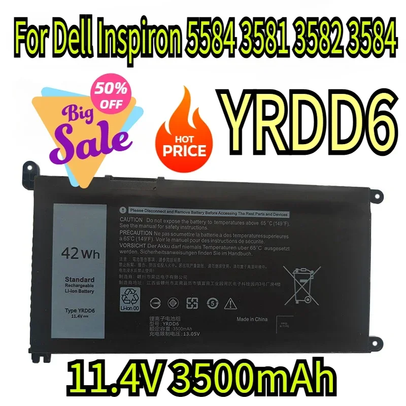 11,4 В YRDD6 42 Втч P61F 15 P85F Замена аккумулятора для Dell Inspiron 5584 3581 3582 3584 3593 3780 3781 5493 5590 5593 7560
11,4 В YRDD6 42 Втч P61F 15 P85F Замена аккумулятора для Dell Inspiron 5584 3581 3582 3584 3593 3780 3781 5493 5590 5593 7560