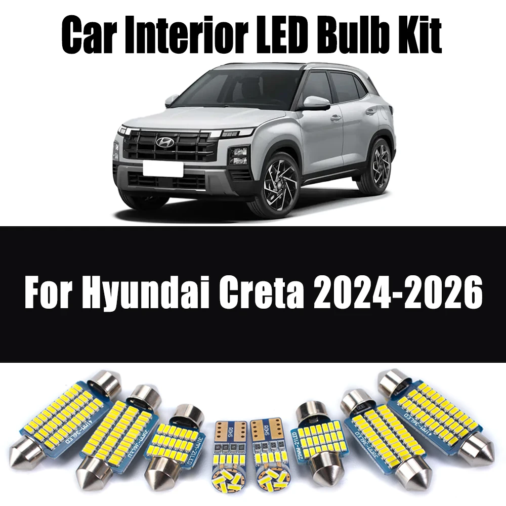 11Pcs Car LED Interior Reading Sunvisor Bulbs Kit For New Hyundai Creta 2024 2025 2026 Map Dome License Plate Light No Error
11Pcs Car LED Interior Reading Sunvisor Bulbs Kit For New Hyundai Creta 2024 2025 2026 Map Dome License Plate Light No Error