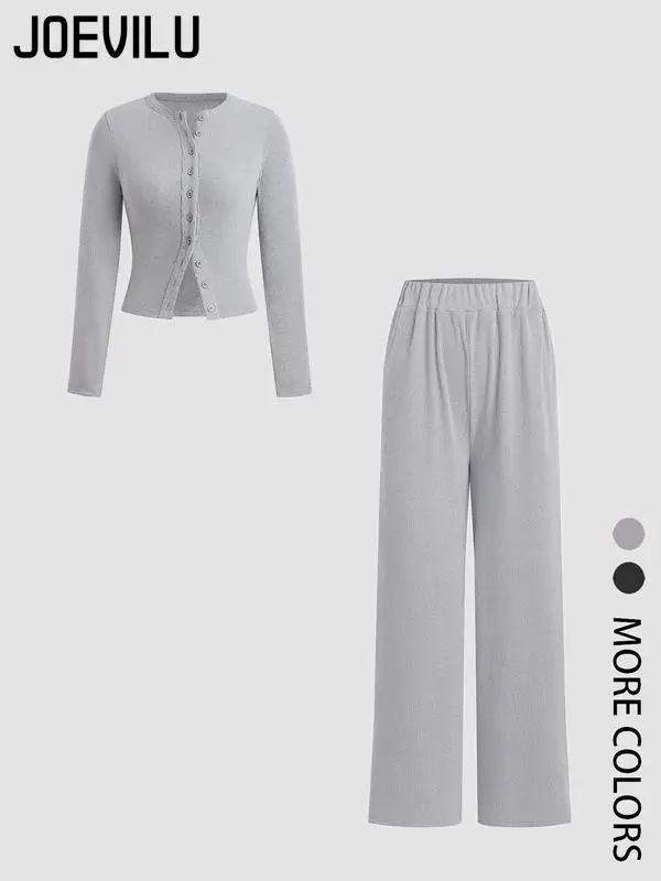 2PCS Women Solid Button Front Ribbed Crop Tops Elastic Waist Pants Two Piece Set Y2k Casual Suit Matching Clothes for Daily Wear
2PCS Women Solid Button Front Ribbed Crop Tops Elastic Waist Pants Two Piece Set Y2k Casual Suit Matching Clothes for Daily Wear