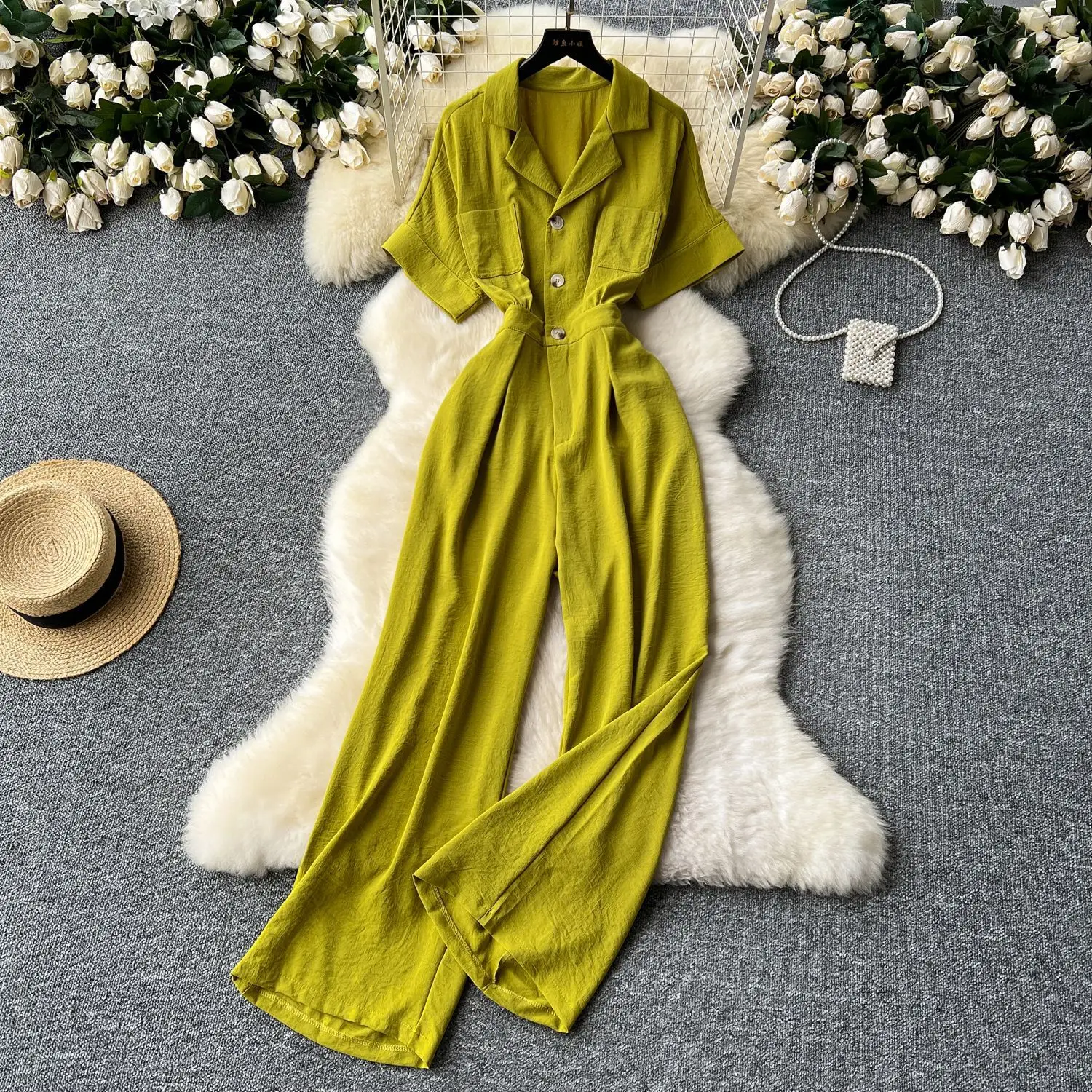 Jumpsuits Women Long Pant One Piece Short Sleeve Turn Down Collar Overalls Wide Leg Pants High Waist Rompers Y2k Jumpsuit 2025
Jumpsuits Women Long Pant One Piece Short Sleeve Turn Down Collar Overalls Wide Leg Pants High Waist Rompers Y2k Jumpsuit 2025