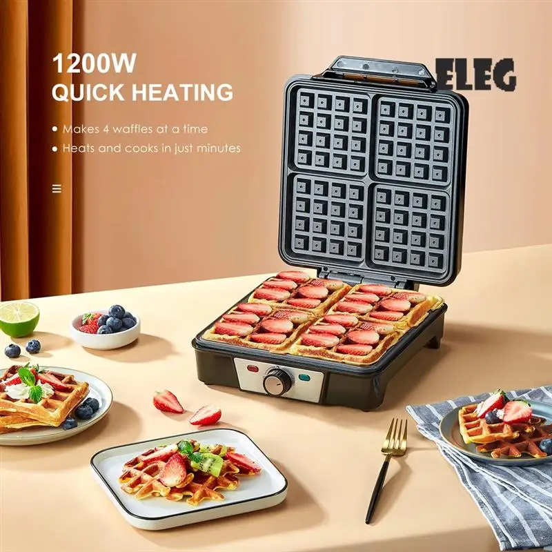 ELEG-4-Slice Waffles Maker Compact Square Design Nonstick Iron Withindicator Lights EU Plug
ELEG-4-Slice Waffles Maker Compact Square Design Nonstick Iron Withindicator Lights EU Plug