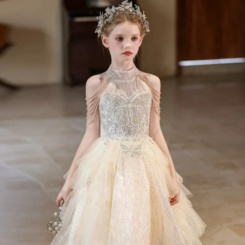 Children Girls Champagne Formal Birthday Princess Gown Wedding Flower Girl Kids Host Piano Performance Pageant Elegant Costume
Children Girls Champagne Formal Birthday Princess Gown Wedding Flower Girl Kids Host Piano Performance Pageant Elegant Costume