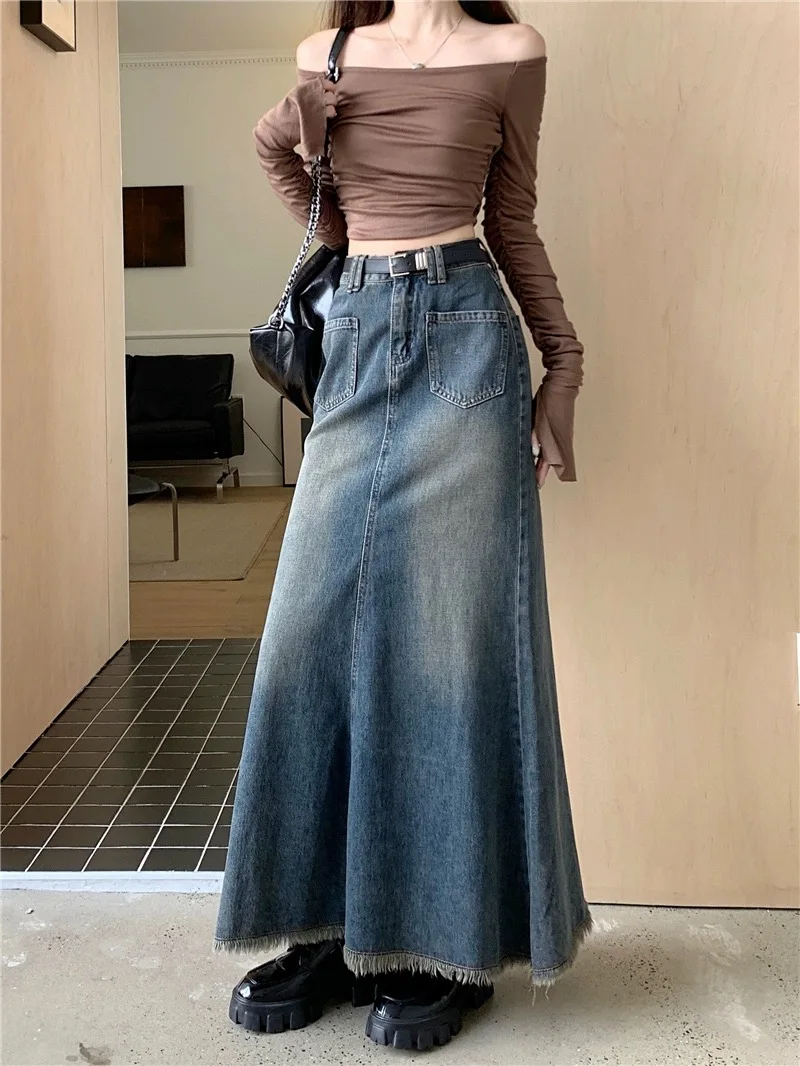 High Waist Fish Tail Denim Skirt Women's Mid-Length Spring Summer New Style Slimming Frayed Retro Trendy Half Body Skirt
High Waist Fish Tail Denim Skirt Women's Mid-Length Spring Summer New Style Slimming Frayed Retro Trendy Half Body Skirt