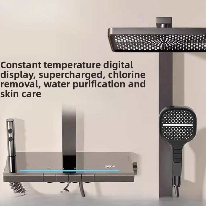 Thermostatic Gun Gray Digital Shower Shower Set, Home Bathroom Supercharged White Bath
Thermostatic Gun Gray Digital Shower Shower Set, Home Bathroom Supercharged White Bath