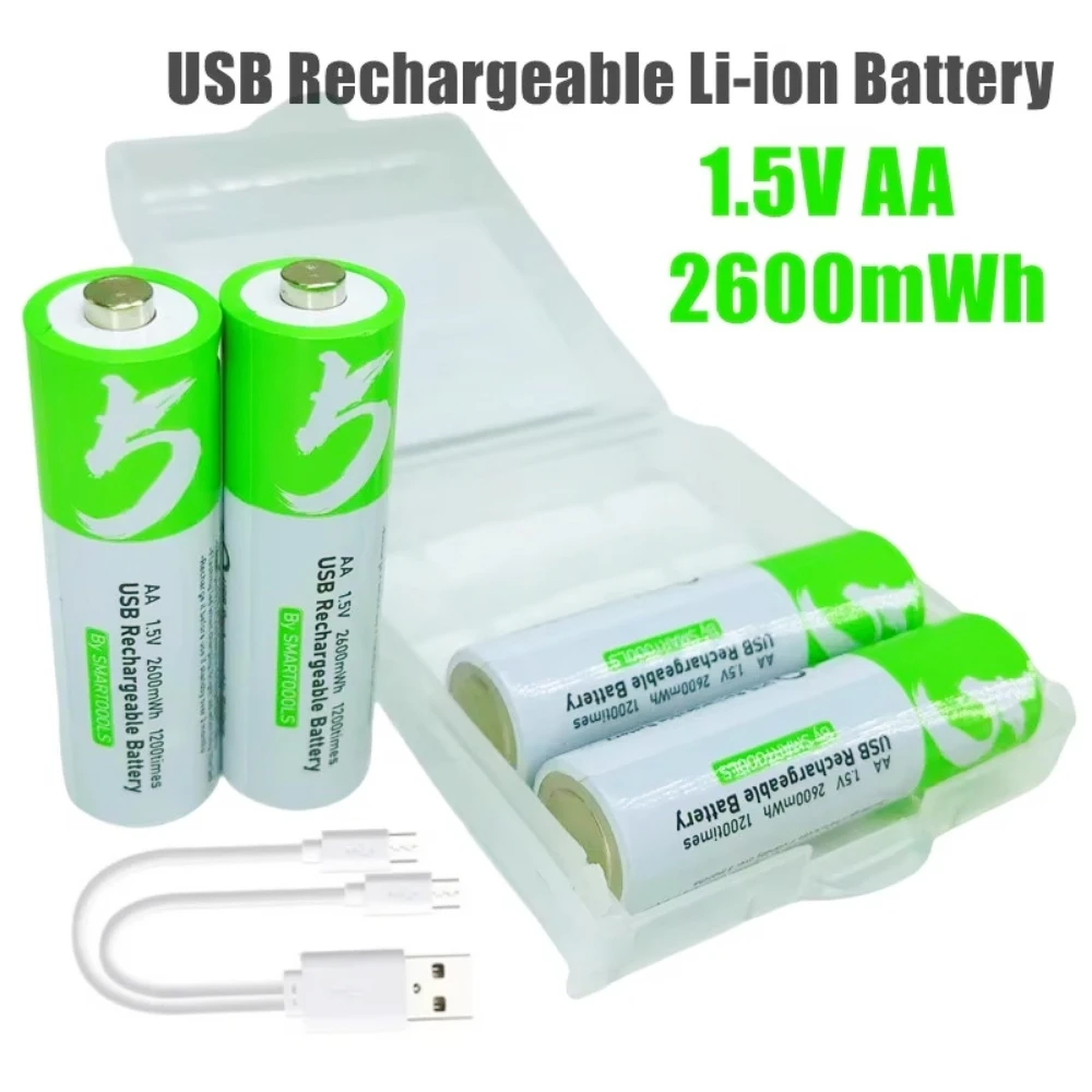 4PCS High Capacity 1.5V AA 2600mWh USB Rechargeable Li-ion Battery for Remote Control Mouse Small Fan Electric Toy Battery+Cable
4PCS High Capacity 1.5V AA 2600mWh USB Rechargeable Li-ion Battery for Remote Control Mouse Small Fan Electric Toy Battery+Cable