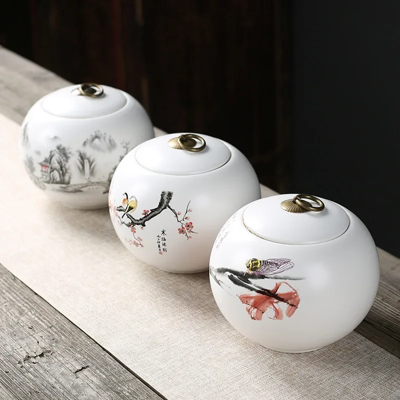 Ink Porcelain Tea Cans Sealed Ceramic Lid Moisture-proof Crafts Storage Containers Decor
Ink Porcelain Tea Cans Sealed Ceramic Lid Moisture-proof Crafts Storage Containers Decor