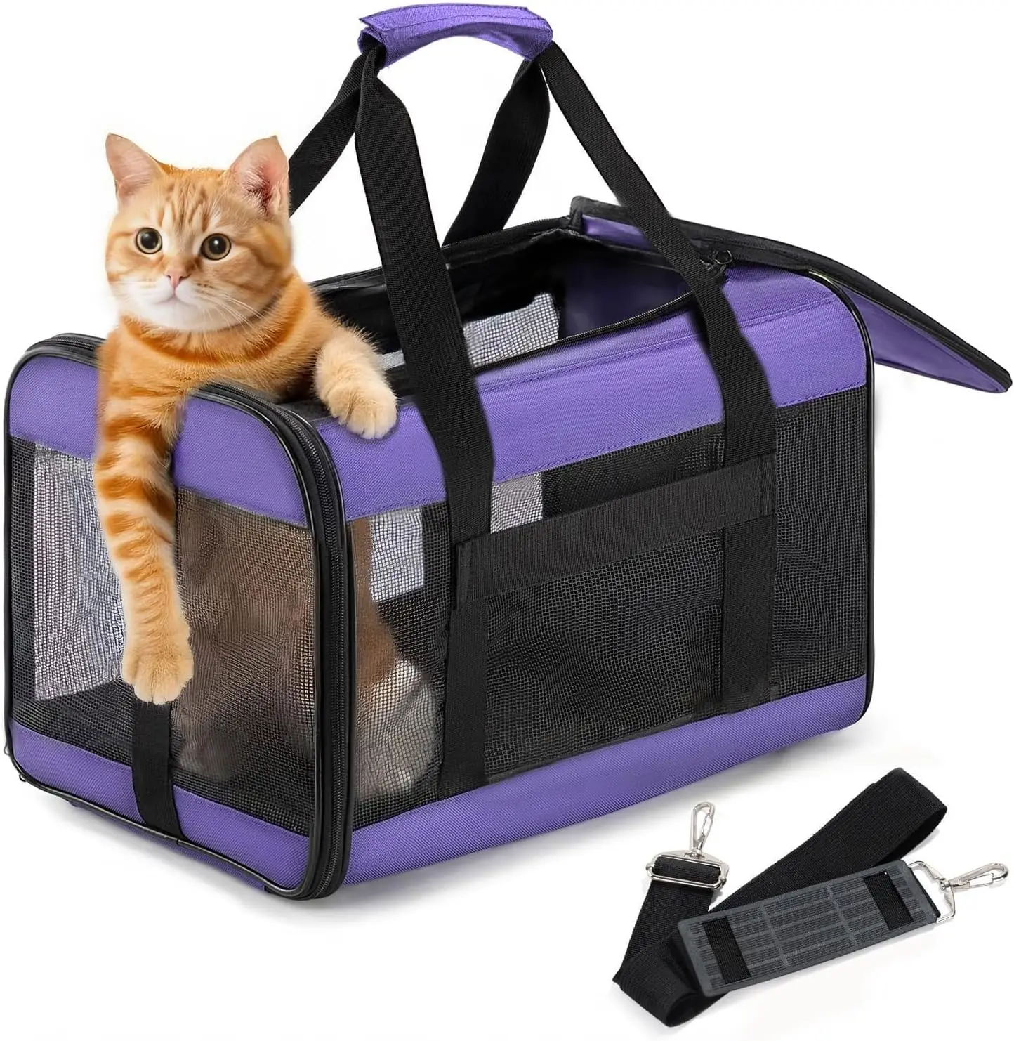 Cat Carrier Airline Approved, Soft-Sided Dog Carrier with Inner Safety Leash, Pet Transport Carrier for Small-Medium Cats Pup
Cat Carrier Airline Approved, Soft-Sided Dog Carrier with Inner Safety Leash, Pet Transport Carrier for Small-Medium Cats Pup